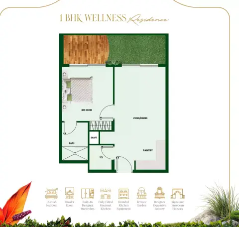 Plattegrond van 1 slaapkamer in Vincitore Wellness Estate