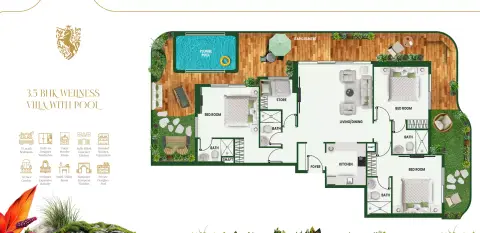 Plattegrond van 3 slaapkamers in Vincitore Wellness Estate