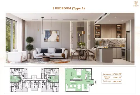 Plattegrond van 1 slaapkamer in Celia Gardens