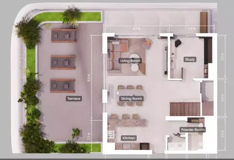 Plattegrond van 2 slaapkamers in Sage