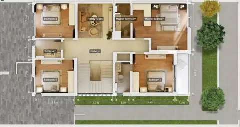 Plattegrond van 4 slaapkamers in Delphi