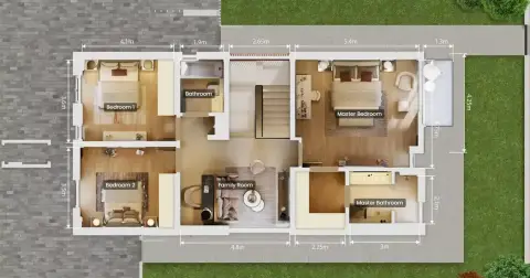 Plattegrond van 3 slaapkamers in Delphi