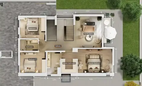Plattegrond van 4 slaapkamers in Delphi