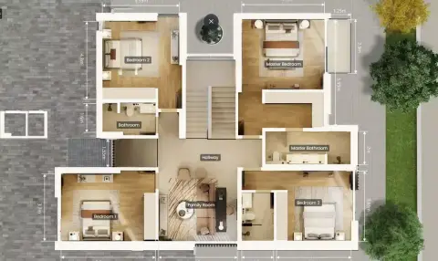 Plattegrond van 5 slaapkamers in Delphi