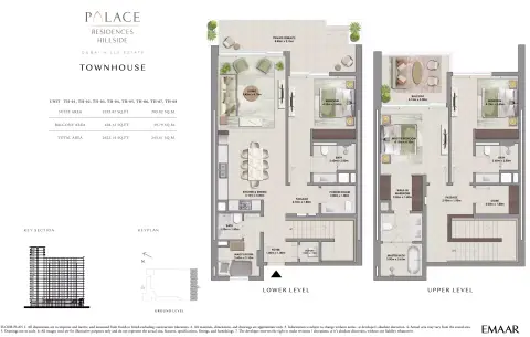 Plattegrond van 3 slaapkamers in Palace Residences Hillside A