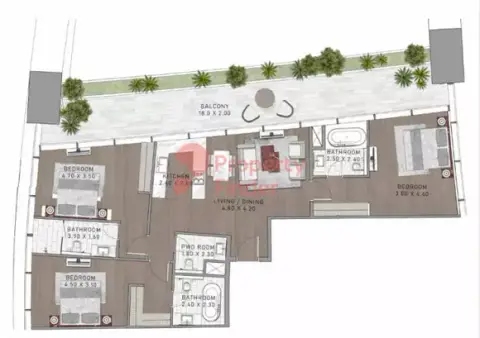 Plattegrond van 3 slaapkamers in Safa Two