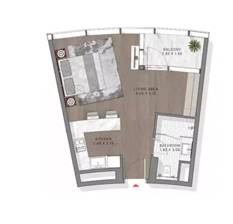 Plattegrond van Studio in Safa Two