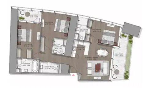 Plattegrond van 3 slaapkamers in Safa Two