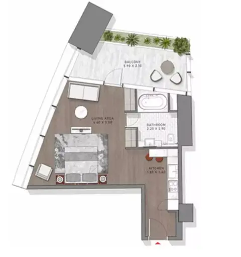 Plattegrond van Studio in Safa Two