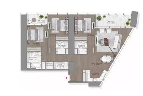 Plattegrond van 3 slaapkamers in Safa Two