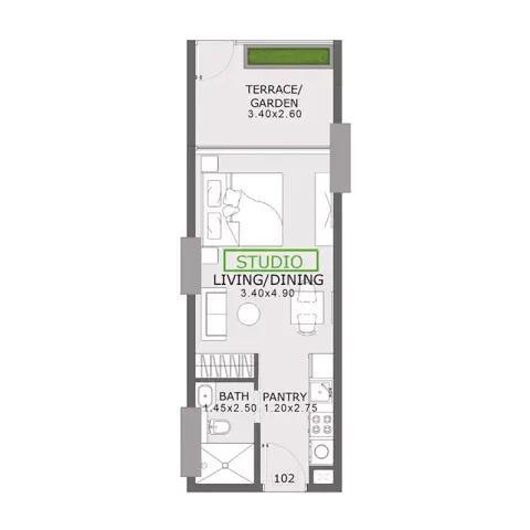 Plattegrond van Studio in Coventry 2