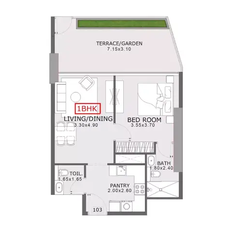 Plattegrond van 1 slaapkamer in Coventry 2