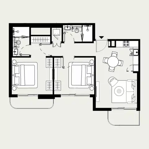 Plattegrond van 2 slaapkamers in Azizi Leily
