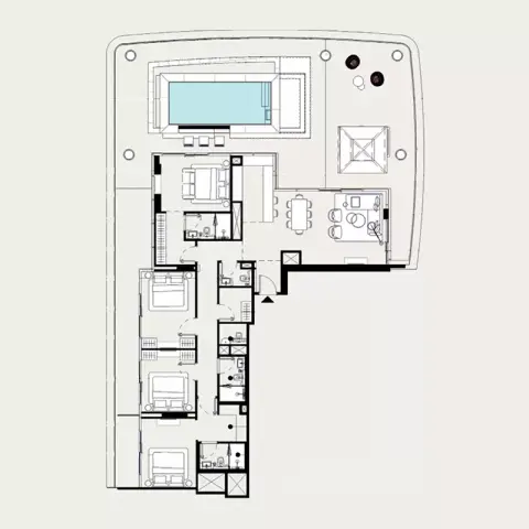 Plattegrond van 4 slaapkamers in Azizi Leily