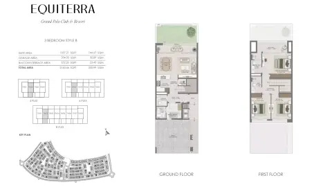Plattegrond van 3 slaapkamers in Equiterra