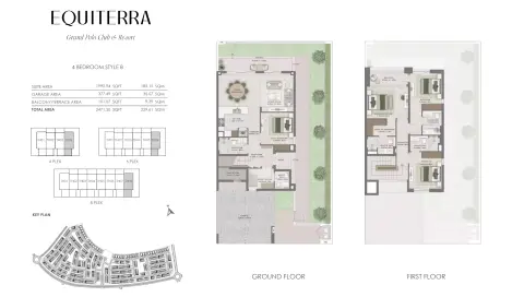 Plattegrond van 4 slaapkamers in Equiterra