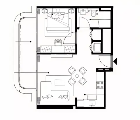 Plattegrond van 1 slaapkamer in Azizi Wares
