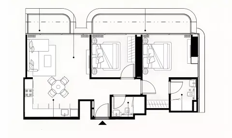 Plattegrond van 2 slaapkamers in Azizi Wares