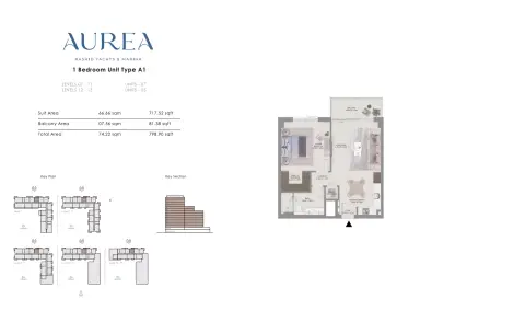 Plattegrond van 1 slaapkamer in Aurea
