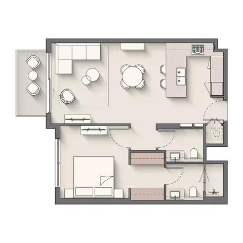 Plattegrond van 1 slaapkamer in Windsor House II