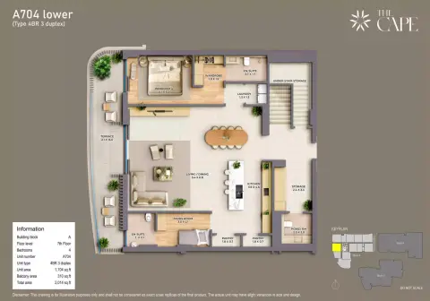 Plattegrond van 4 slaapkamers in The Cape