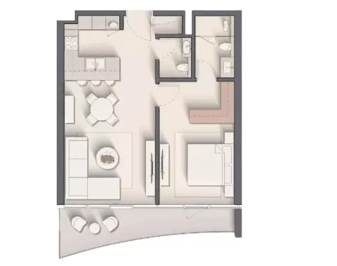 Plattegrond van 1 slaapkamer in Trump International Hotel & Tower Dubai