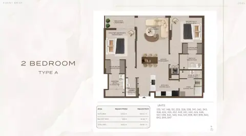 Plattegrond van 2 slaapkamers in At 85 Residences