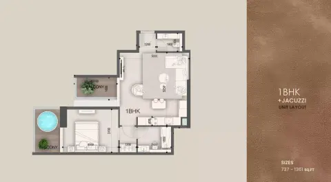 Plattegrond van 1 slaapkamer in Peace Avenue