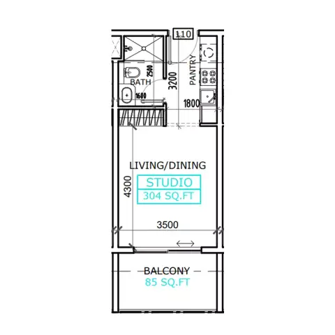 Plattegrond van Studio in Coventry Casa
