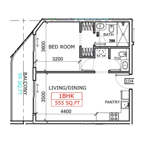 Plattegrond van 1 slaapkamer in Coventry Casa