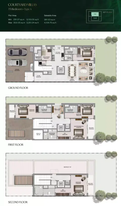 Plattegrond van 5 slaapkamers in Sobha Sanctuary