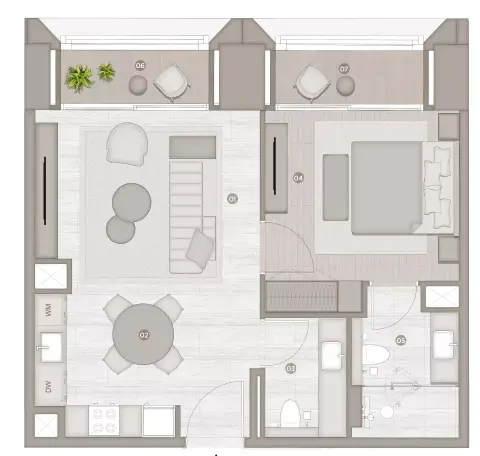 Plattegrond van 1 slaapkamer in Rixos Financial Center Road