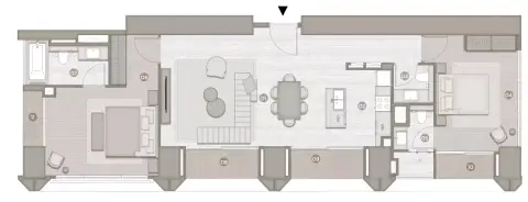 Plattegrond van 2 slaapkamers in Rixos Financial Center Road