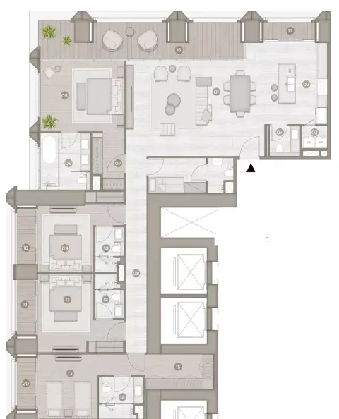 Plattegrond van 4 slaapkamers in Rixos Financial Center Road