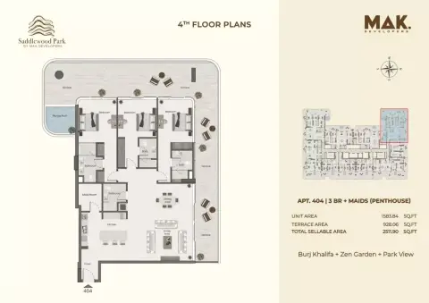 Plattegrond van 3 slaapkamers in Saddlewood Park
