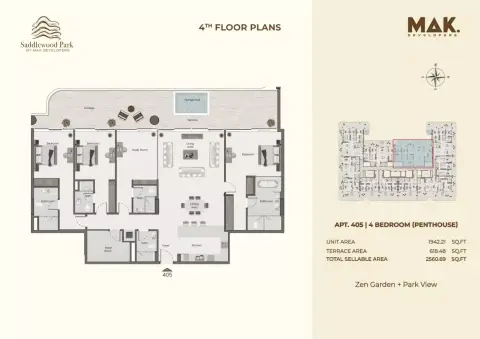 Plattegrond van 4 slaapkamers in Saddlewood Park