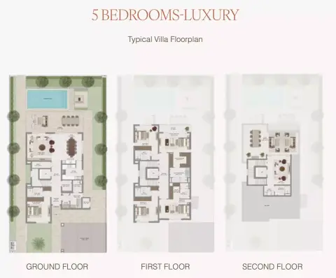 Plattegrond van 5 slaapkamers in Avelia
