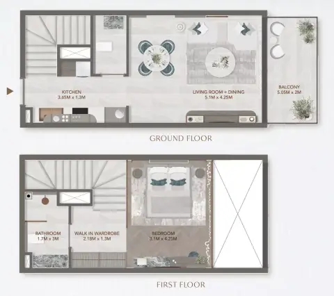Plattegrond van 1 slaapkamer in 241 Waterside