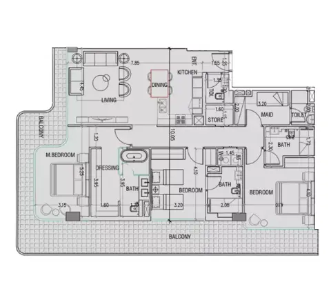 Plattegrond van 3 slaapkamers in Nuvana By Wadan
