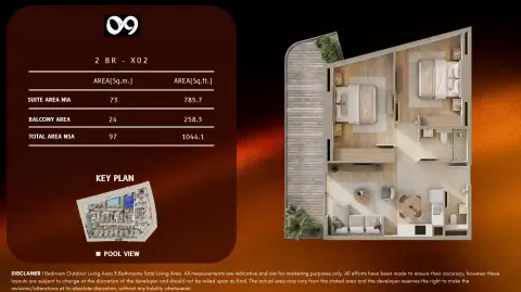 Plattegrond van 2 slaapkamers in 09 Life Residences