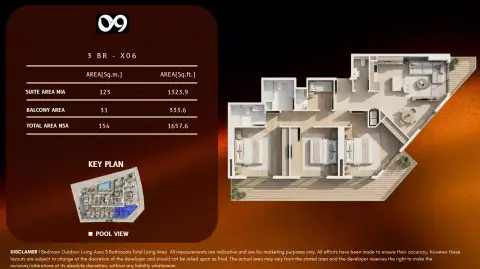 Plattegrond van 3 slaapkamers in 09 Life Residences