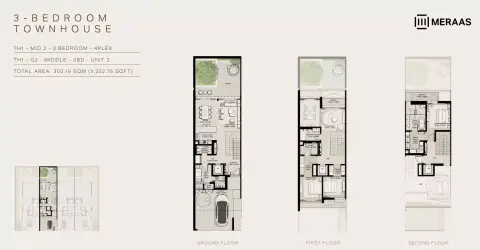 Plattegrond van 3 slaapkamers in Nad Al Sheba Gardens Phase 11