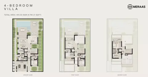 Plattegrond van 4 slaapkamers in Nad Al Sheba Gardens Phase 11