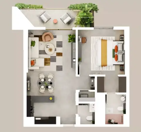 Plattegrond van 1 slaapkamer in Rise By Athlon 1