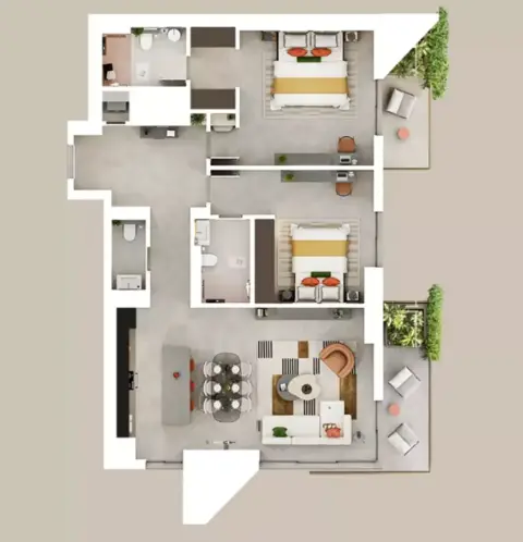 Plattegrond van 2 slaapkamers in Rise By Athlon 1