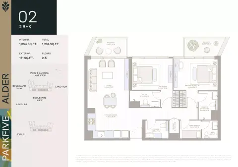 Plattegrond van 2 slaapkamers in Ember Park Five