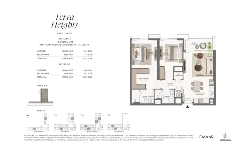 Plattegrond van 3 slaapkamers in Terra Gardens