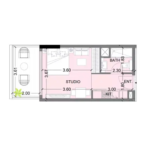 Plattegrond van Studio in Coventry Twins