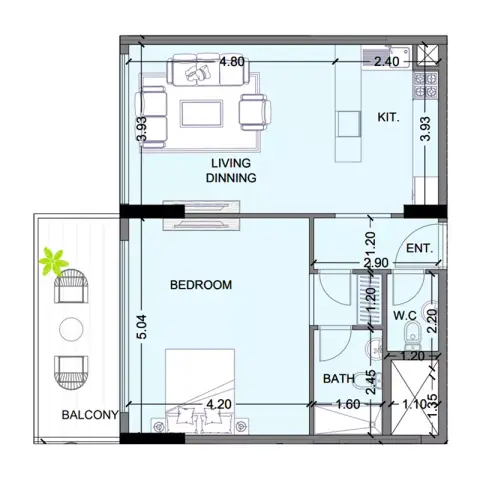 Plattegrond van 1 slaapkamer in Coventry Twins