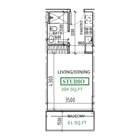 Plattegrond van Studio in Coventry 49
